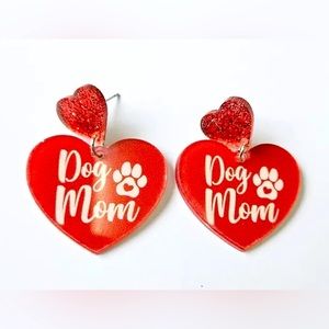 Dog Mom Hearts Acrylic Earrings